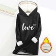 thumbnail image 2 of Oksale Fleece Lined Hoodies for Women Thermal Warm Winter Tops Cozy Long Sleeve Basic Tee Shirts Print Fall Clothes Black 3XL, 2 of 4