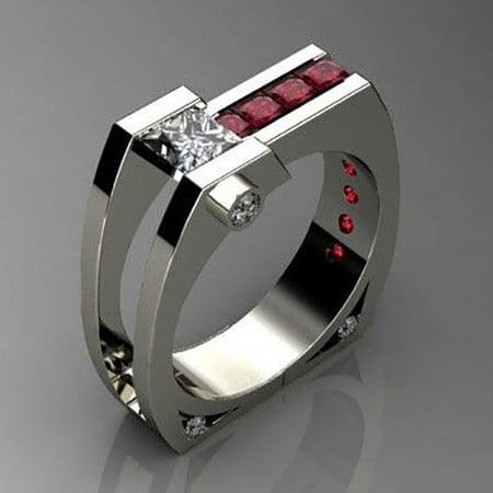 Women's Fashion Square Creative Geometry Inlaid Zircon Ring