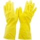 thumbnail image 2 of Guantes de limpieza reutilizables en amarillo brillante, duraderos y reutilizables, a prueba de líquidos con material flexible e impermeable, patrón de escamas de pescado antideslizante, interior de, 2 of 2