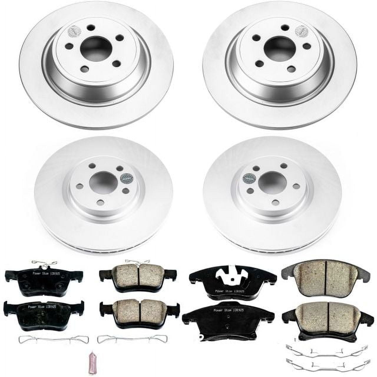 PowerStop Front and Rear Geomet Coated Brake Rotor and Pad Kit Fits: LINCOLN Select Models CRK7912