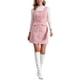 thumbnail image 1 of Allegra K Vestido de Suede para Mujer con Cuello Redondo, Cierre Frontal, Cintura con Cinturón M Rosa, 1 of 6