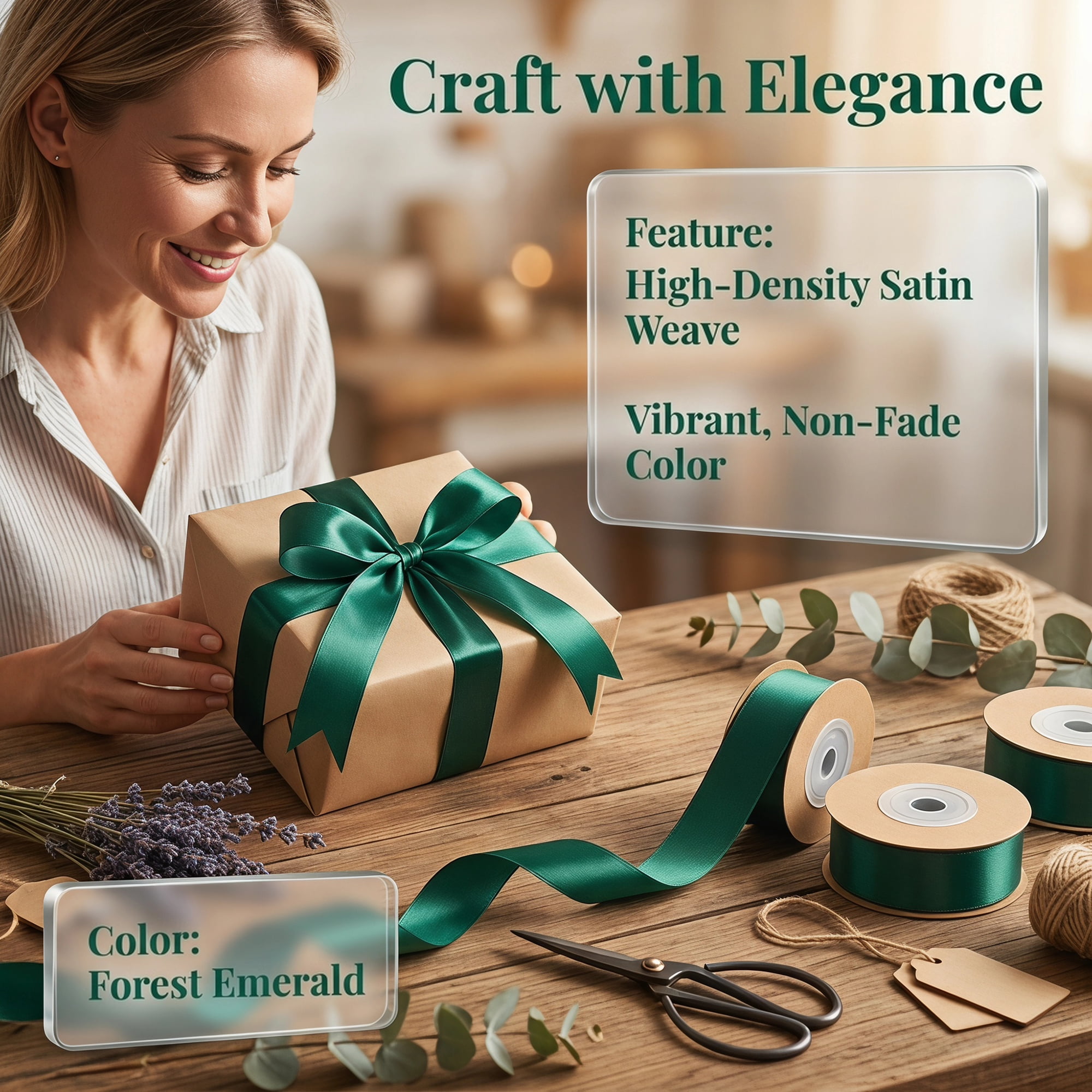 Unique Bargains Elegant Satin Ribbon for Gift Wrapping and Decoration Purposes Green
