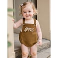 thumbnail image 6 of BemeyourBBs Infant Baby Boys First Birthday Outfit 1st Years Old Birthday Clothes Corduroy Rompers Overalls Bear Planet Sun Rugby Embroidery Buttons Sleeveless Bodysuits Jumpsuits Playsuit, 6 of 9