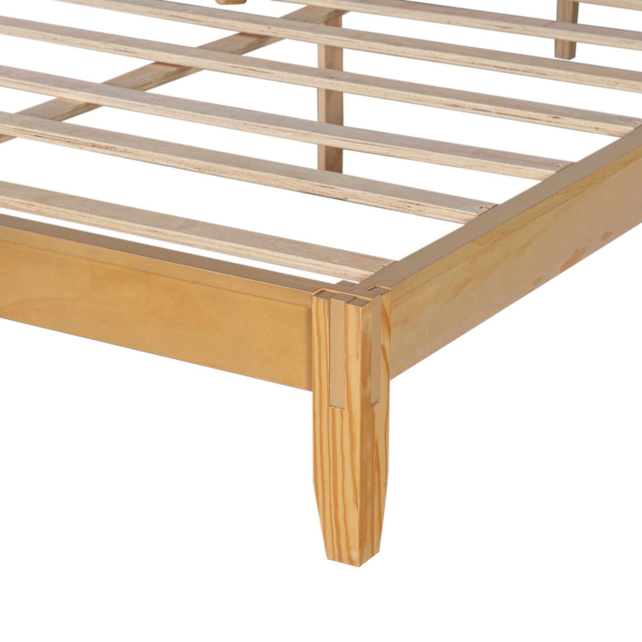 Christopher Knight Home Queen Solid Wood Platform Bed Frame with Velvet Upholstered Headboard, Oak