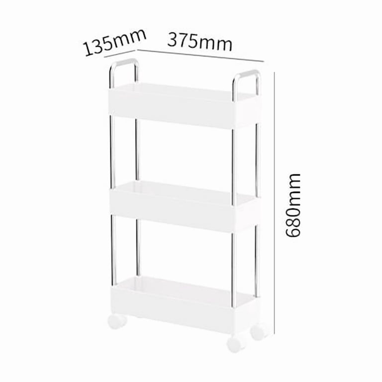 Home-man Scaffale Organizer Scorrevole Sottile 5 Ripiani Bianco | Mobile Contenitore Con 3 Cestini Per Spazi Stretti, Ideale Per Cucina, Bagno, Dispensa