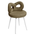 thumbnail image 2 of Happydeer Vanity Chair Dressing Chair, Bow-knot Backrest, Armless, No Wheels Upholstered Chair, Vanity Stool Dressing Stool Makeup Chair with non-slip Feet Pads, Olive Green, 2 of 9