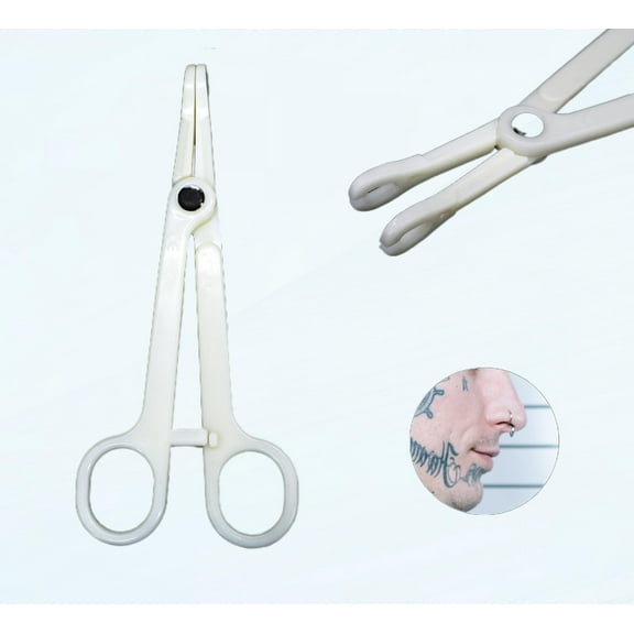 Puncture clip 8 pieces disposable puncture clamp slotted navel clamp puncture clamp, suitable for piercing ears, belly button, lips, tongue, nose and other body parts (TN017-8PCS)