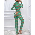 thumbnail image 2 of Pijamas con estampado de árbol de Navidad para mujer, ropa de dormir con solapa abotonada funcional, informal, cuello en V, manga larga, para adultos, para el hogar, Otoño, 2022, 2 of 4