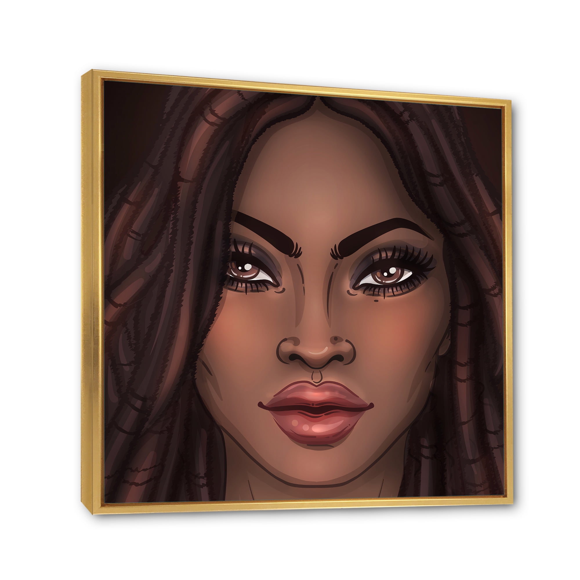 Designart 'Portrait of Afro American Woman I' Modern Framed Canvas Wall Art Print