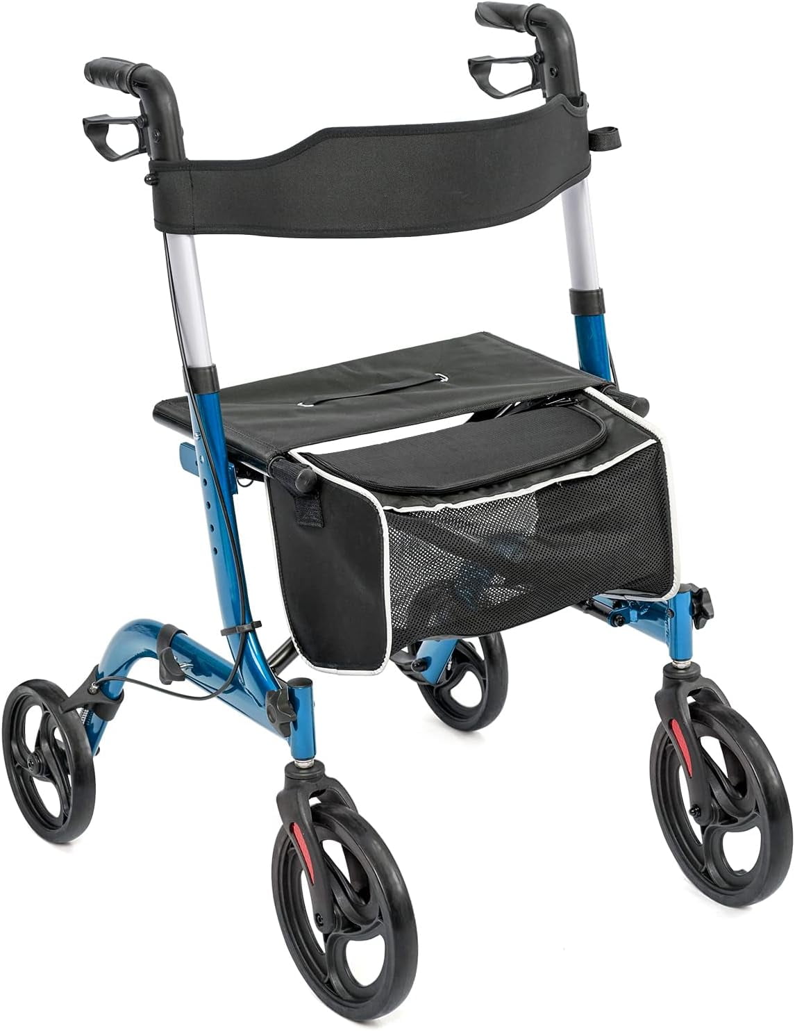 Blue Rolling Walkers for Seniors with Seat Rollator Walkers Folding