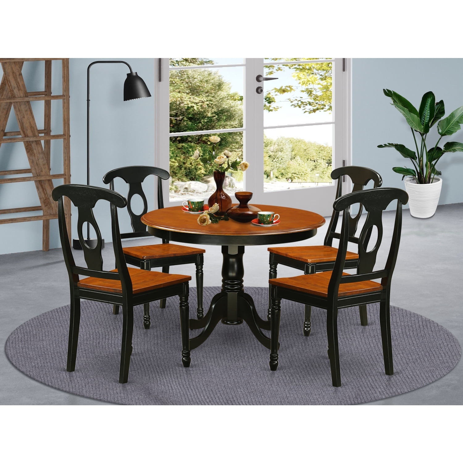 Dining Set With A Round Table And Kitchen ChairsFinishBlack