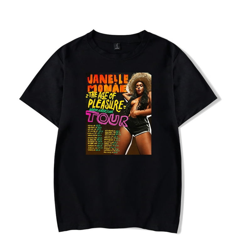 JANELLE MONAE Merch THE AGE OF PLEASURE Tour T shirt Classic Print Short Sleeve Walmart