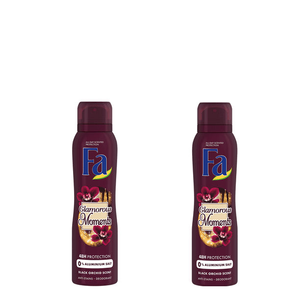 weduwe Tandheelkundig bevroren Pack Of 2 FA Glamorous Moments Spray Deodorant 150ml (Black orchid Scent) -  Walmart.com