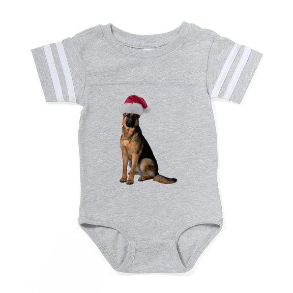 CafePress - German Shepherd Santa - Cute Infant Baby Football Bodysuit