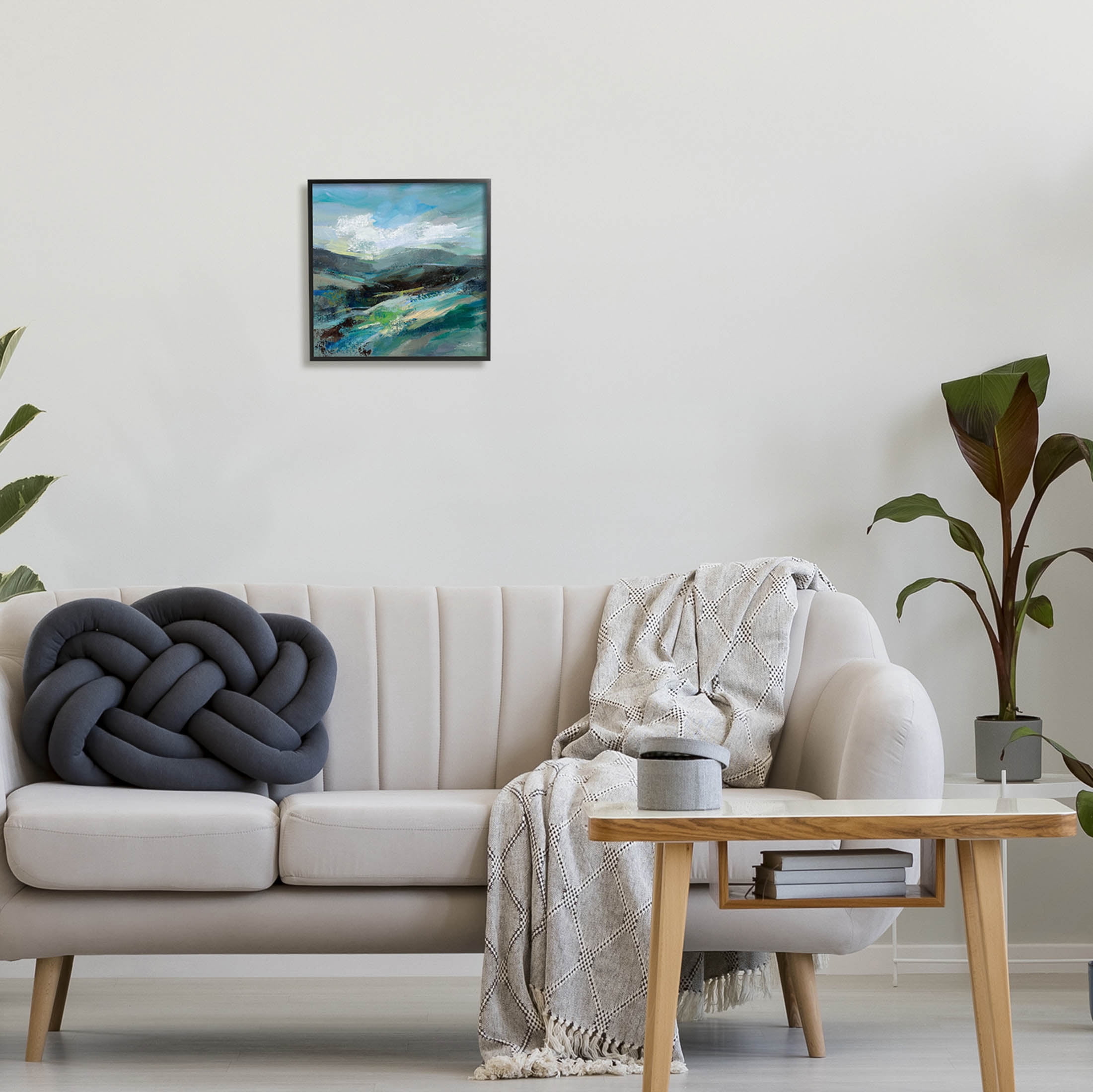 Stupell Industries Abstract Layered Mountain Scene Painting Black Framed Art Print Wall Art, Design by Silvia Vassileva