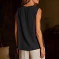 thumbnail image 5 of New Women’s Button down Vest Cotton Linen V Neck Sleeveless Shirts Casual Loose Summer Casual Jacket Waistcoat Black M, 5 of 6