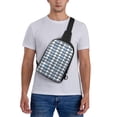 thumbnail image 6 of Chest Bag Dual Pocket 11.8×7.7×2.4in Waterproof Double-Pocket Large Capacity With No Inner Pouch Pockets And Double Drawstrings Lightsteelblue Retro Houndstooth_2, 6 of 8