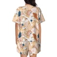 thumbnail image 6 of Uemuo Tropical Beach Sea Shell Pattern Women's Short-Sleeved Pajama, Button-Front Loungewear, 2-Piece Summer Sleepwear, Elastic Drawstring Shorts-3X-Large, 6 of 7