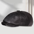 thumbnail image 3 of Naierhg Beanie Wide Brim Round Dome Windproof Beret Hat Male Retro Octagonal Painter Faux Leather Hat Fashion AccessoriesBlue, 3 of 7