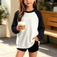thumbnail image 2 of Abtuhar Fall Crew Neck Raglan Pullover Sweatshirt for Boys and Girls Casual Tops for 3-15 Years, 2 of 5