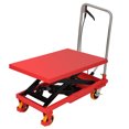 thumbnail image 2 of Hydraulic Lift Truck, 500 Lb Capacity 28.5" Lift Height, Manual Single Scissors Lift Platform, 4 Wheels and Non-Slip Pad, Hydraulic Scissors Truck for Material Handling, 2 of 9