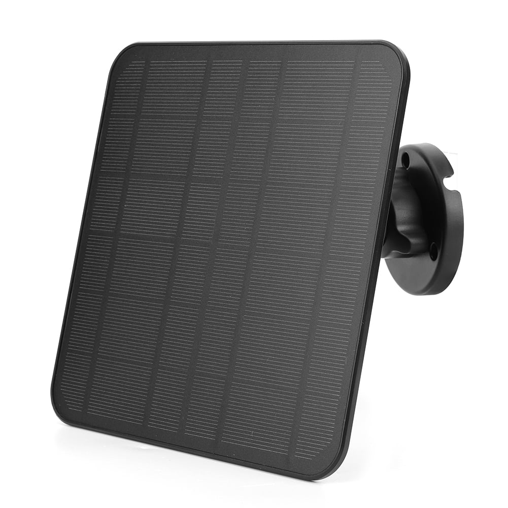 6W 5V Solar Panel for Security Camera, IP65 Waterproof Monocrystalline Solar Charger with 360° Adjustable Mount, 2.8m Cable, Micro USB & Type-C 2-in-1 Interface for EufyCam 3/3C/2/2C/2 Pro (Black)