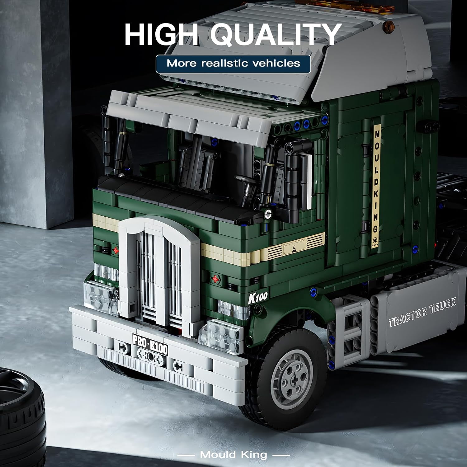 Tractor Truck Toy Building Block, Semi Truck Toy for Aged 14+, 13202 Realistic Car Model with Motor, Heavy Equipment Transporter Build and Display Blocks Kits (2181 Pieces)