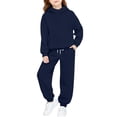 thumbnail image 2 of ITSAME Girls 2-Piece Outfits Long Sleeve Hooded Sweatshirt and Sweatpants Set Fall Winter Casual Active Clothing Navy Size 14, 2 of 9