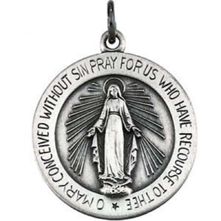 PicturesOnGold.com Miraculous Medal Female Adult - Sterling Silver- Just Under 3/4 inch x 3/4 inch
