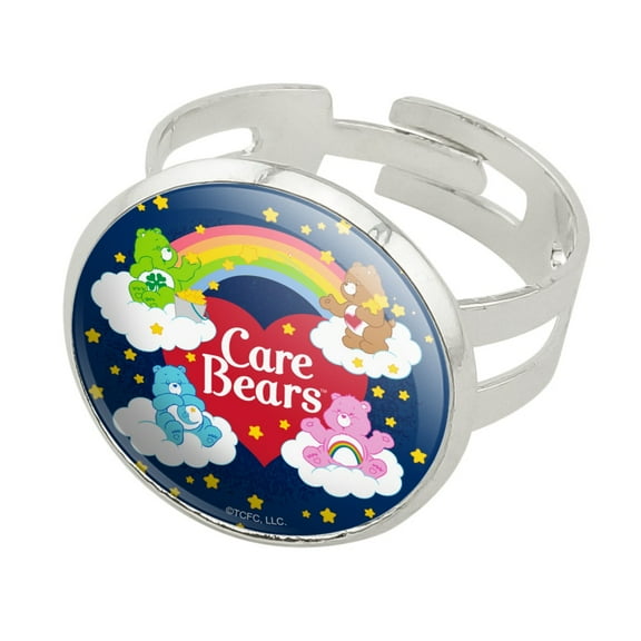 Care Bears Classic Logo Group Silver Plated Adjustable Novelty Ring