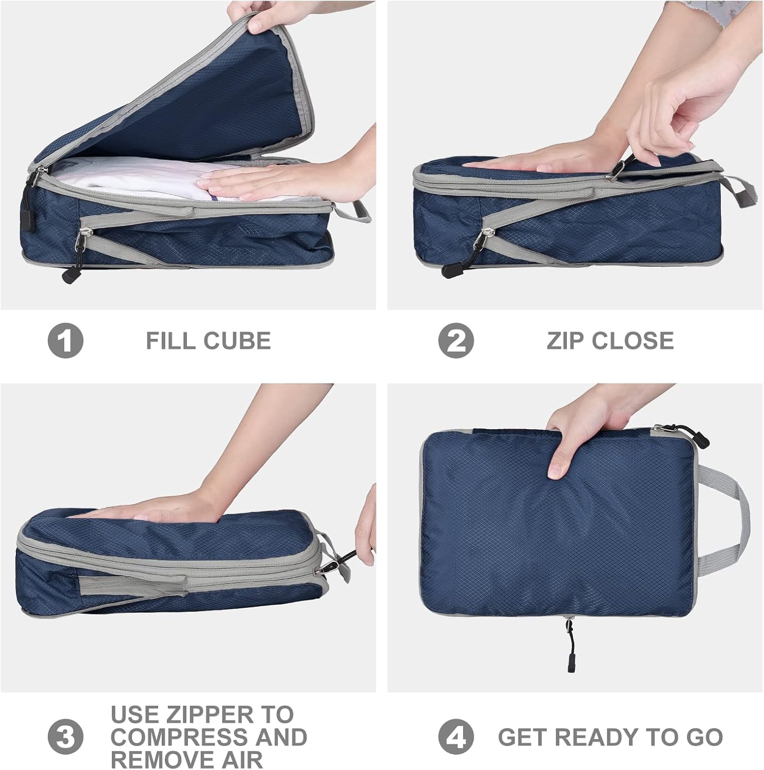 XiHAMA Compression Packing Cube Set for Carrying on Luggage Travel Packing Organizers with Laundry Bag for Backpack