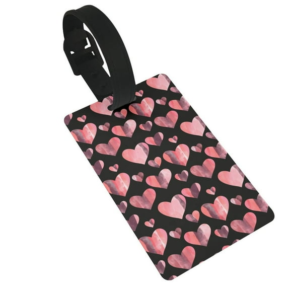 Hirioo Hearts for Luggage ID Tag with Adjustable Strap Travel Baggage Bag Tags Suitcase Identify Labels for Women Men