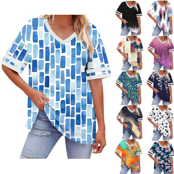 Bixock Maternity Tops Plus Size V Neck Short Sleeve Loose Pregnancy Blouse Casual Maternity Shirt Summer Maternity Clothes