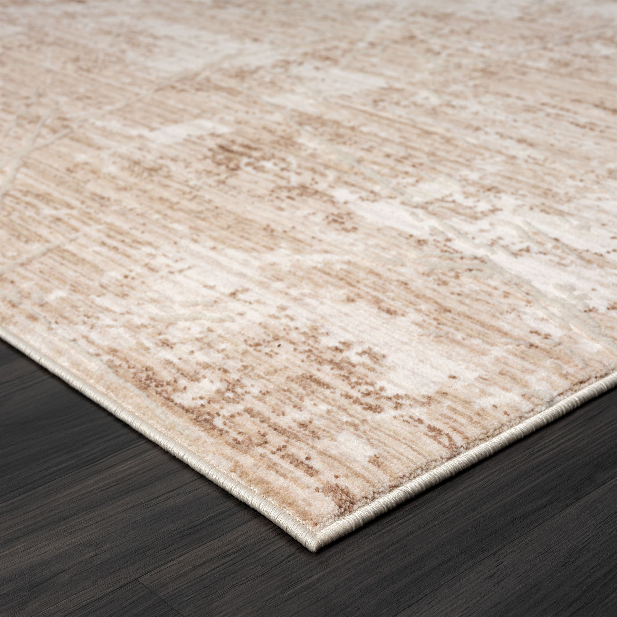 Laddha Home Designs 4' x 6' Loomed Abstract Striped Rectangular Area Throw Rug - Beige and Cream