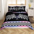 thumbnail image 1 of Erosebridal Checkered Flag Comforter Cover Twin, Racing Car Bedding Twin Size, Geometric Decor, Reversible 2pcs（No Comforter）, 1 of 7