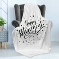 thumbnail image 4 of Retirement Party Soft Flannel Fleece Throw Blanket, Curlicue Style Hand-Written Saying Happy Retirement, Cozy Plush for Indoor and Outdoor Use, 70" x 90", Earth Yellow White, by Ambesonne, 4 of 5