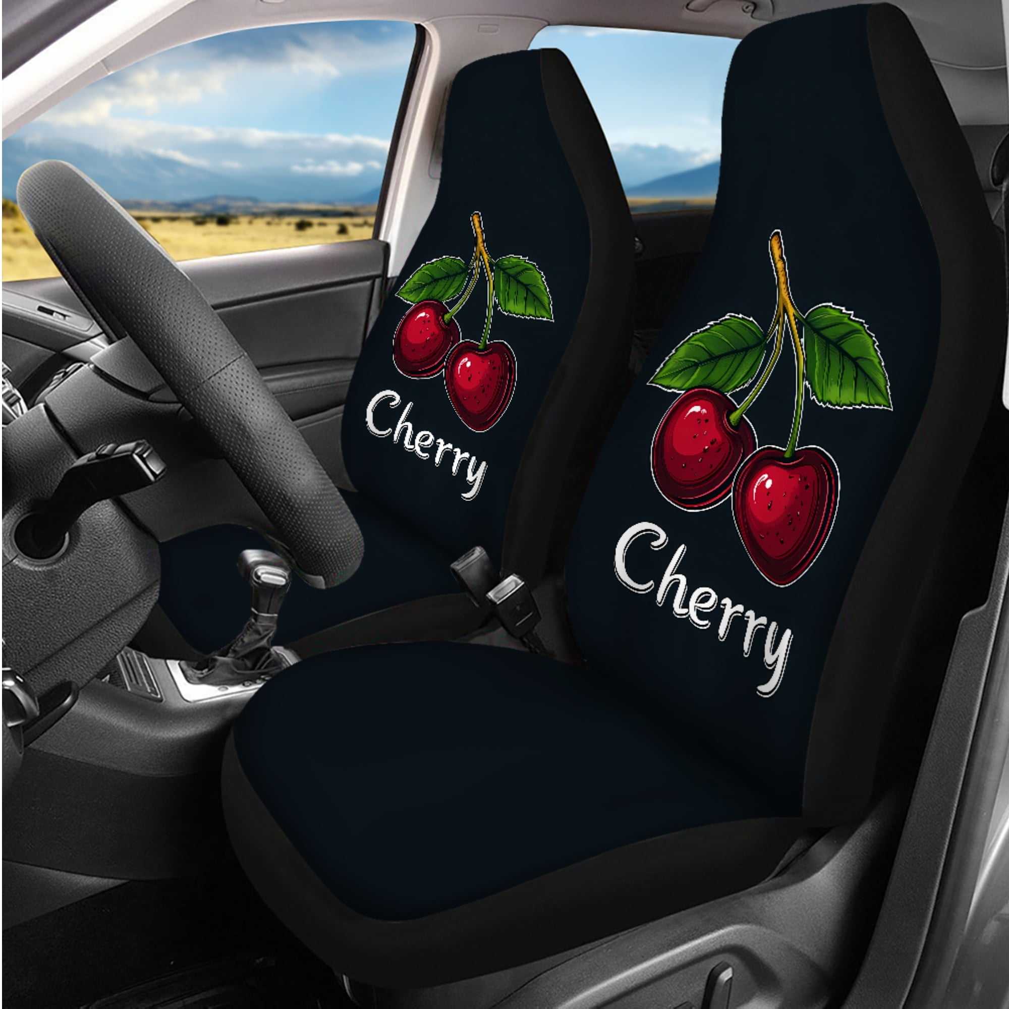 Jeiento Cherry 14 Pack Car Seat Covers Full Set Steering Wheel Cover Seat Belt Pads Center Console Cover Headrest Covers Coasters Auto Interior Sets Universal Fit for Most Vehicles