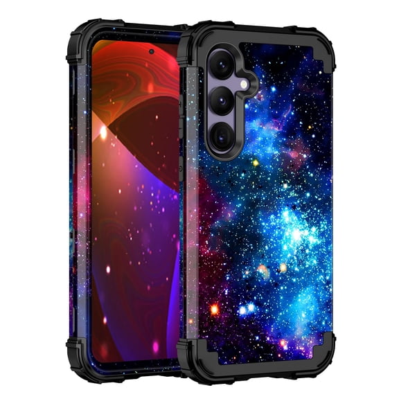 CASEFIV for Samsung Galaxy S24 Plus 5G Case,Glow in The Dark Three Layer Heavy Duty Shockproof Full Protection Hard Plastic Bumper Soft Silicone Protective Case,Blue