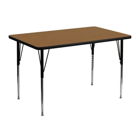 UPC: 0847254023061 | Flash Furniture Wren 30 W x 48 L Rectangular Oak Thermal Laminate Activity Table – Standard Height Adjustable Legs