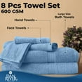 thumbnail image 4 of Dan River 8 Piece Towel Set Soft Quick Drying Cotton Bath Towel For Gym, Spa and Bathroom - Medium Blue, 4 of 9