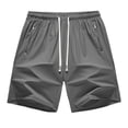 thumbnail image 2 of Nestiefly Men's Linerless Workout Elastic Waist Drawstring Shorts Quick Dry for Running Sports Athletic Gym with Zipper Pockets Dark Gray 3XL, 2 of 6