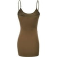 thumbnail image 4 of XT1002L Adjustable Spaghetti Strap Basic Long Cami Tunic Tank Top Plus Size Cocoa 3XL, 4 of 5