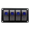 thumbnail image 1 of Blue 4-Gang Marine-Grade Rocker Switch Panel with Built-in Fuses, Pre-Wired for 12V/24V Vehicles - Includes 100 DIY Labels, Universal for Cars, Boats, Motorcycles, Jeeps - S3638-Z, 1 of 7