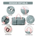 thumbnail image 6 of DAKIMOE Travel Duffle Bag for Women Large Weekender Bags Carry on Gym Duffel Bag with Wet Pocket/Shoe Compartment Waterproof Overnight Tote for Plane Hospital Sports Yoga Business Trips, Green&Pink, 6 of 10