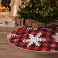 thumbnail image 6 of Daiia Snowflakes On A Buffalo Plaid Drawing Merry Christmas Tree Skirt , Xmas Large Lace-up Tree Skirt, Santa Snowflakes Rustic Home Decorations New Year Party Farmhouse Decor-30", 6 of 7