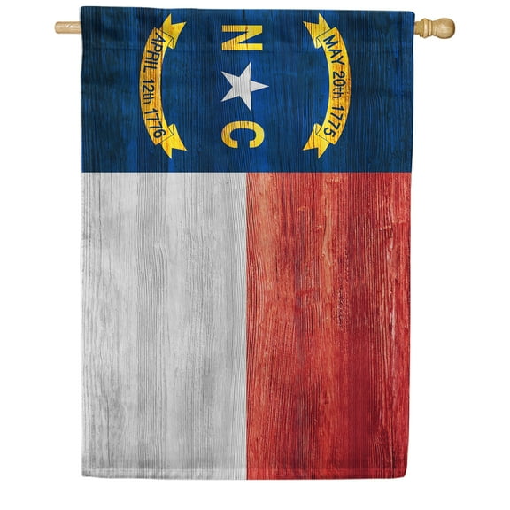 America Forever North Carolina State Flag 28 x 40 Inch Double Sided Outdoor Yard Decorative USA Vintage Wood State of North Carolina House Flag, Made in the USA