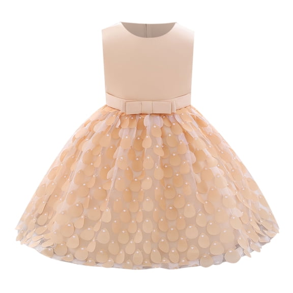 Odeerbi Girls Dresses Flower Girl Dress Toddler Temperament Bowknot Cute Mermaid Beading Birthday Party Gown