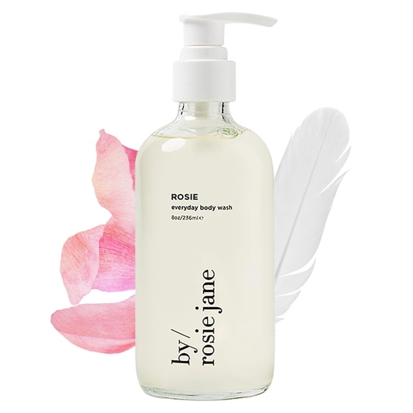 By Rosie Jane Everyday Body Wash (Rosie) - Gel de baño hidratante hecho con extracto de té blanco orgánico y extracto de cacao - Repara la elasticidad de la piel y colágeno - Vegano y no tóxico (8 onz