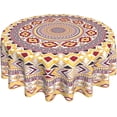 thumbnail image 2 of Indian Ethnic Mandala Round Tablecloth 60 Inch, Waterproof Stain Resistance Round Table Cloth Decorative Tablecloth Picnic Party Indoor Outdoor, 2 of 6