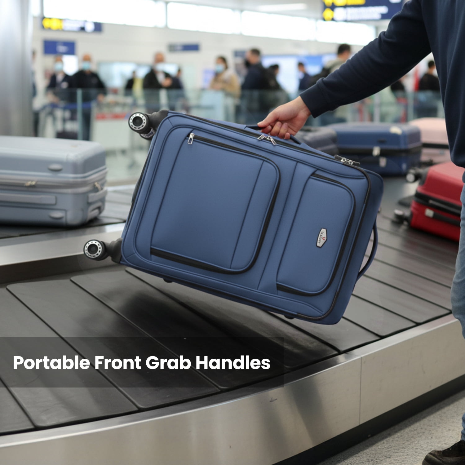 3-Piece Softside Luggage Set Lightweight Soft Shell Expandable Suitcase with Spinner Wheels & TSA Lock,20"/26"/30",Blue - WD1622